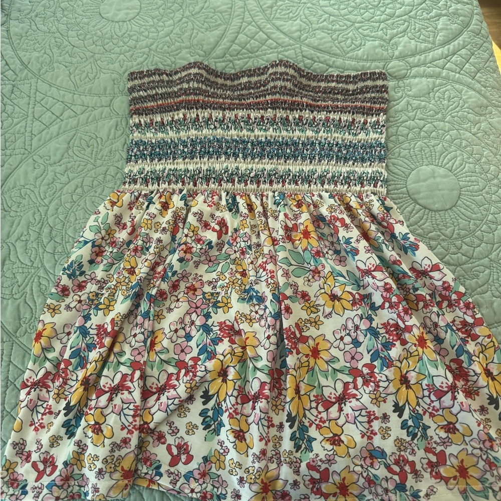 Floral Smocked Strapless Top